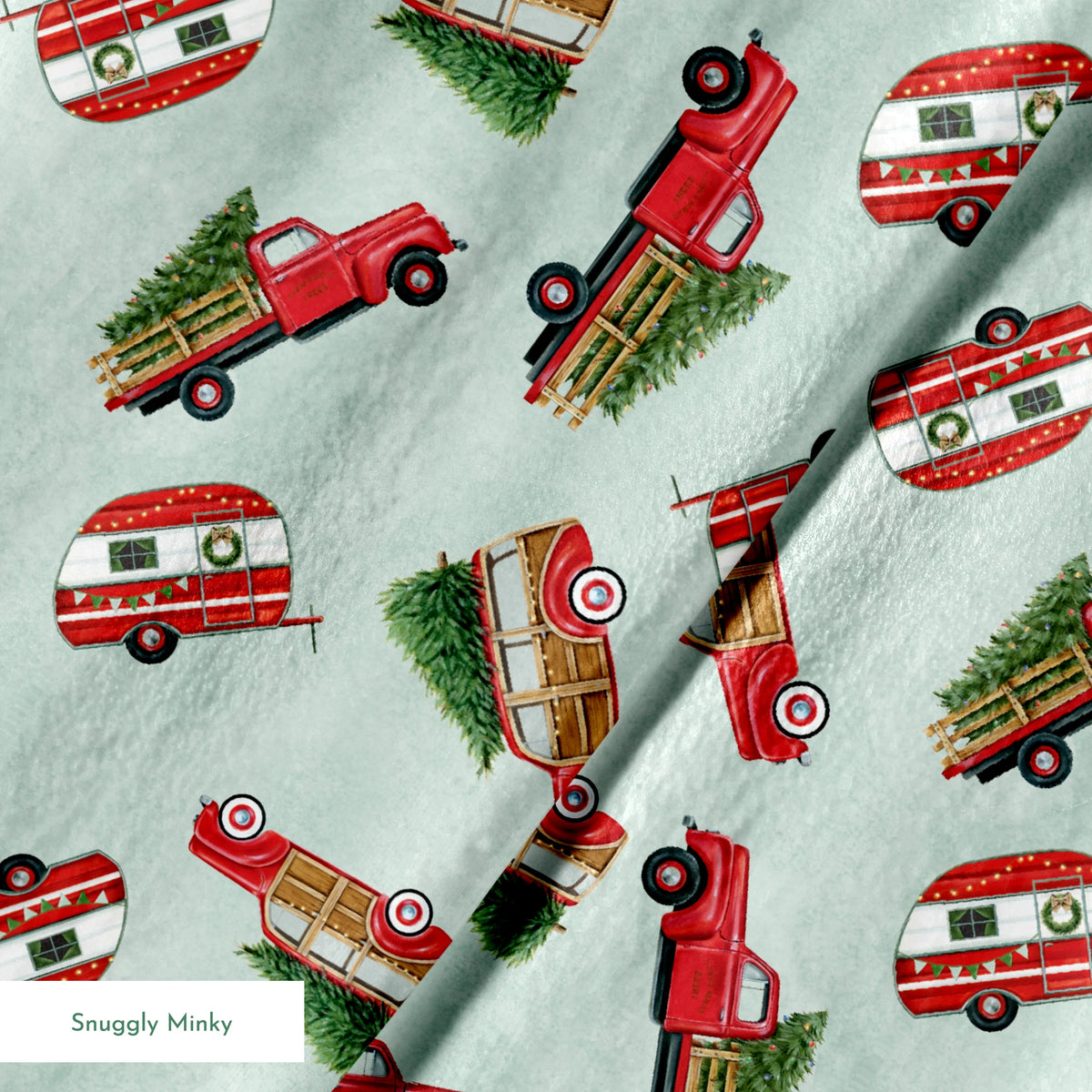 Danielle Murray Christmas Trucks and Campers Fabric