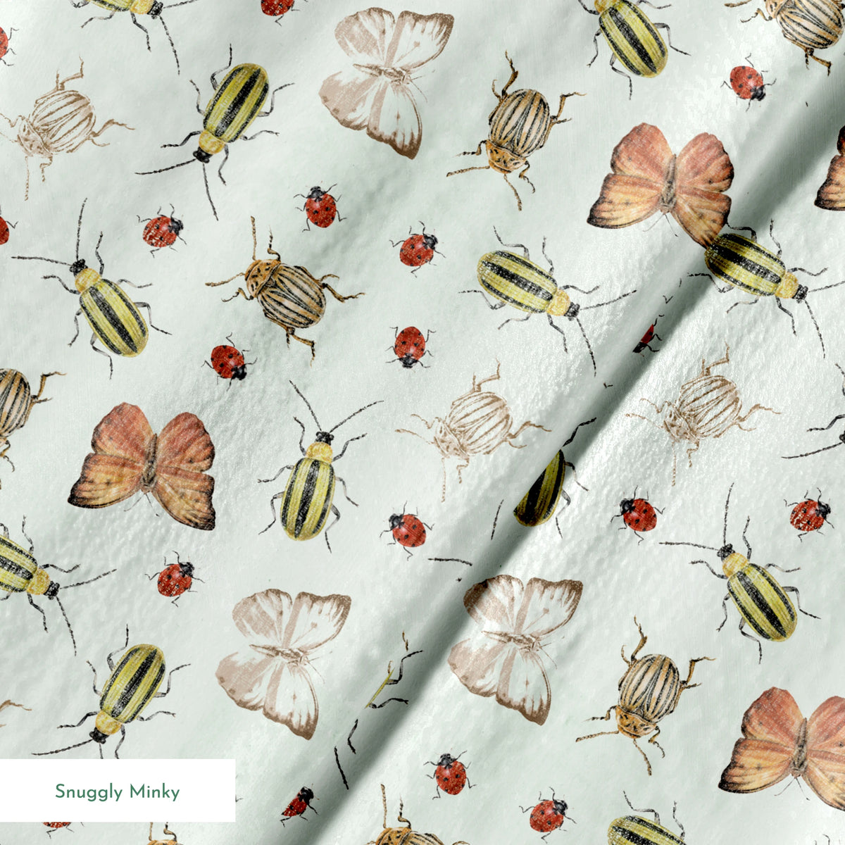 Danielle Murray Vintage Insect Toss on Green Fabric
