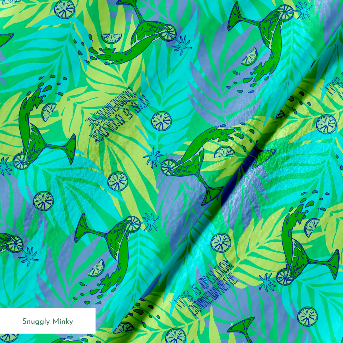 Margaritaville It's 5'O Clock Somewhere Tropical Turquoise Fabric