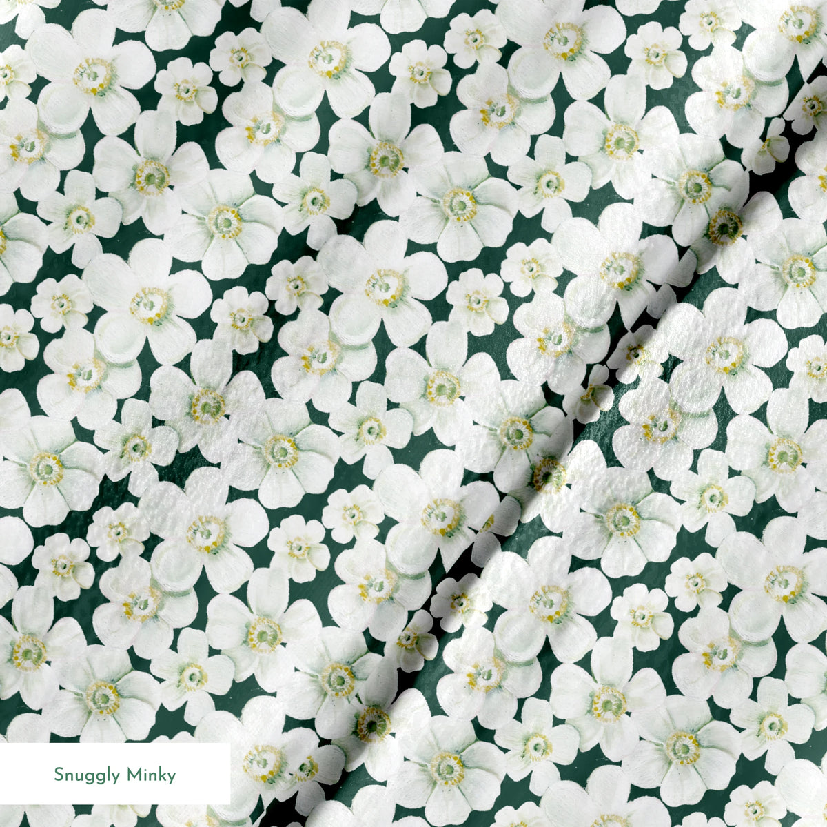 Danielle Murray Anemone Floral on Forest Green Fabric