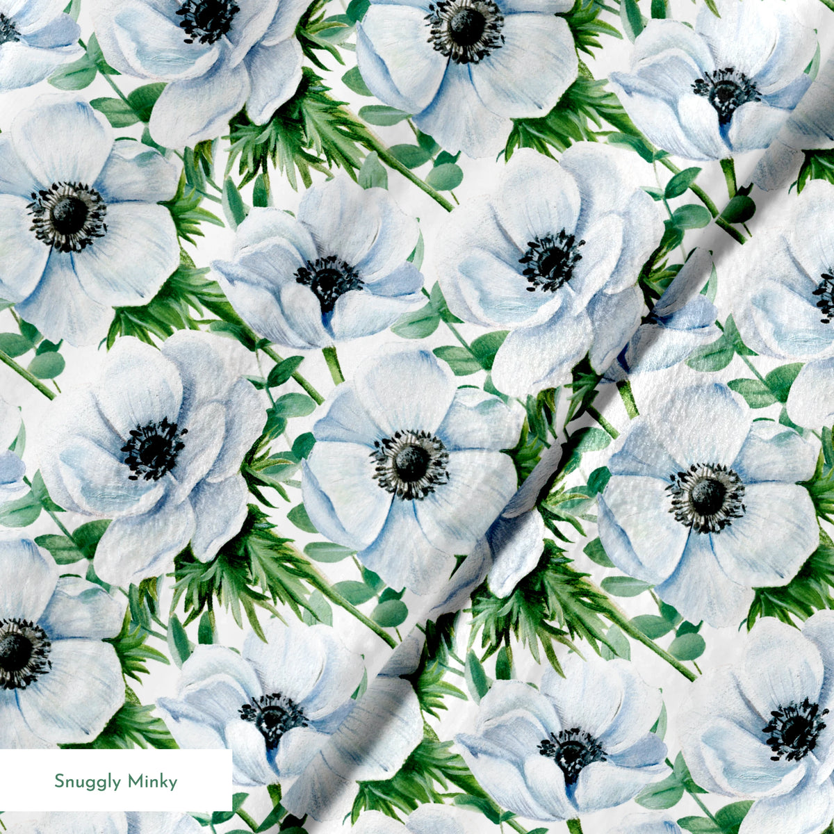 Danielle Murray White Anemones on White Fabric