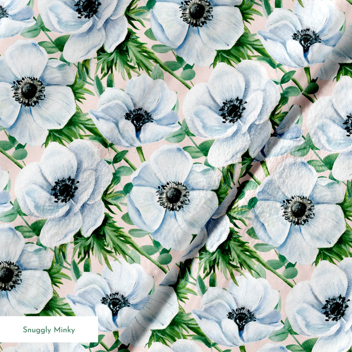 Danielle Murray White Anemones on Pink Fabric