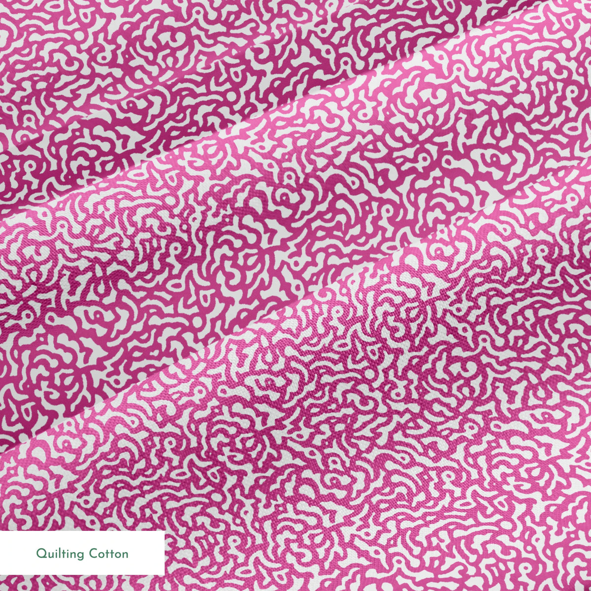 Intricate magenta squiggly pattern on white background resembling organic coral-like shapes springs quiltingcotton texture