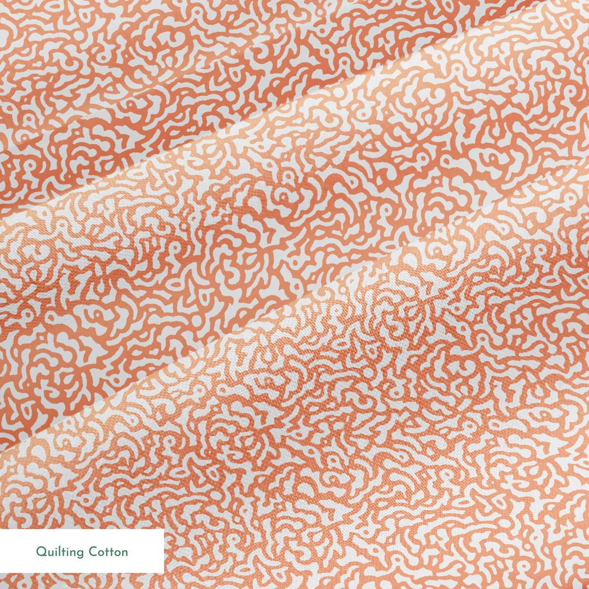 Coral squiggly pattern with organic, maze-like curves on white background springs quiltingcotton texture