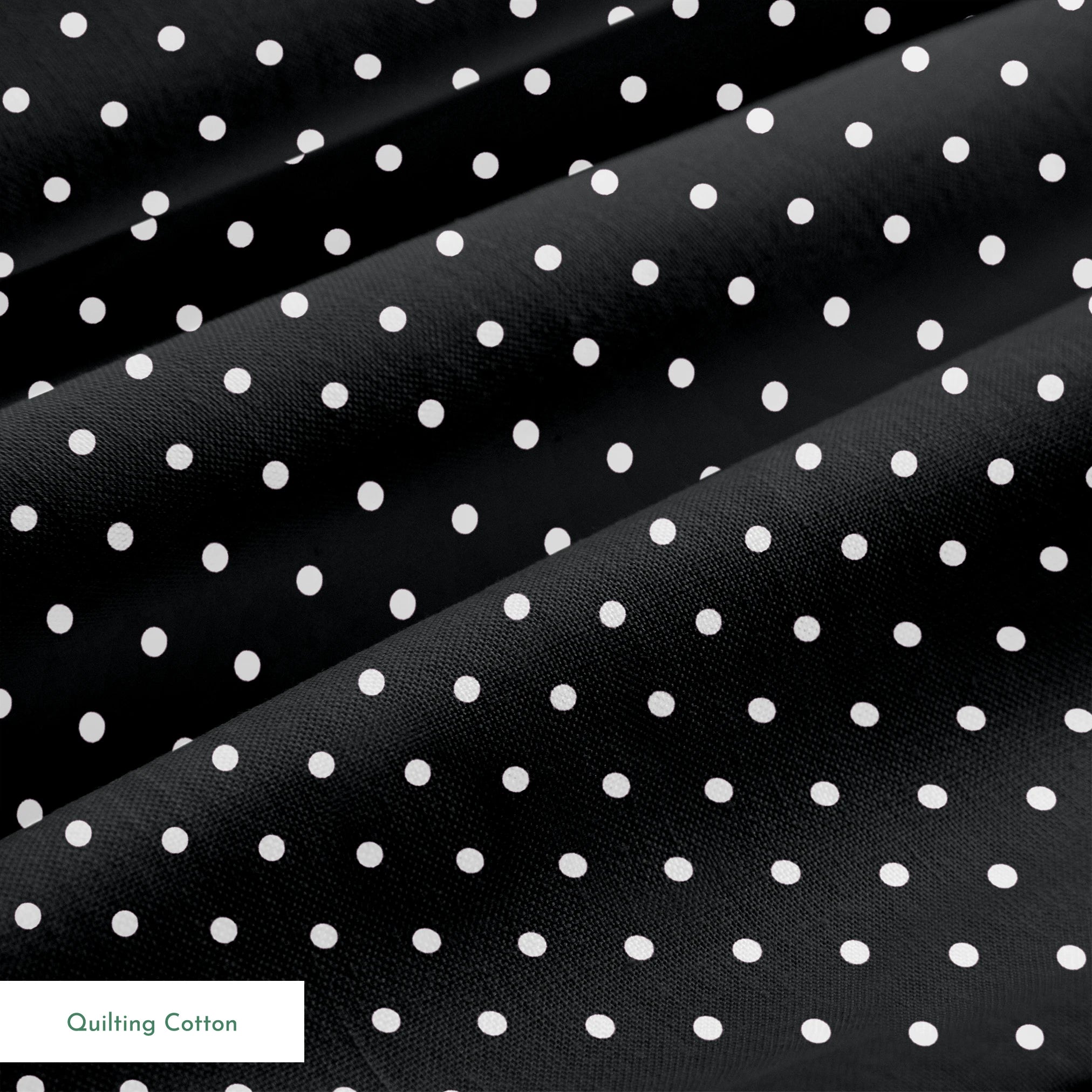 White circular dots on a black background springs quiltingcotton texture