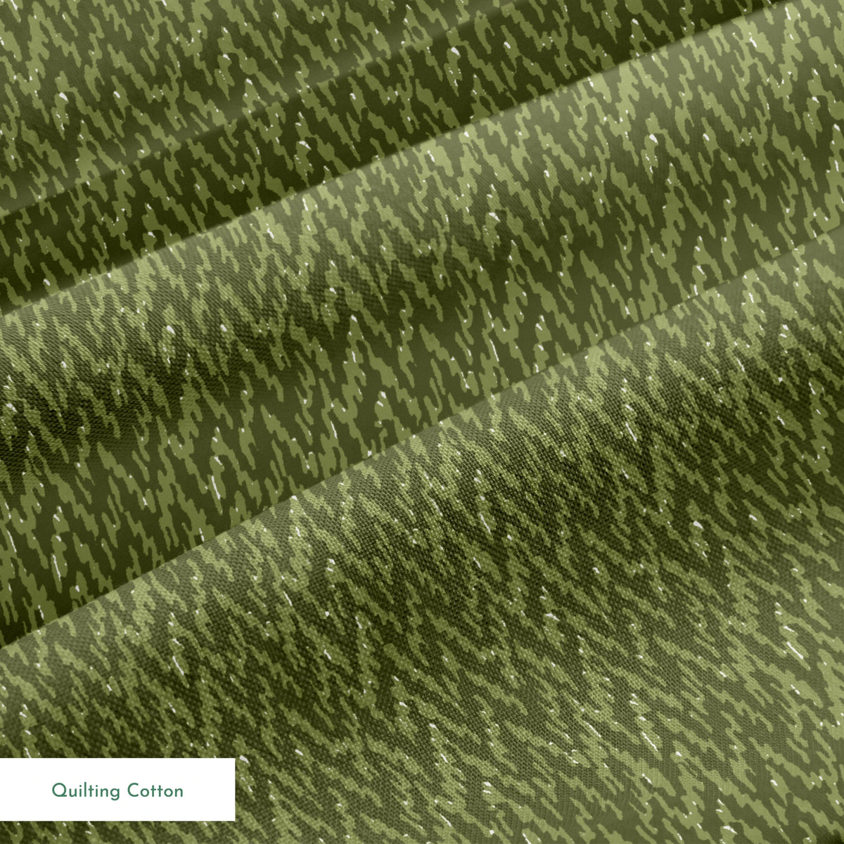 Military camouflage pattern in various shades of olive green with irregular vertical stripes springs quiltingcotton texture