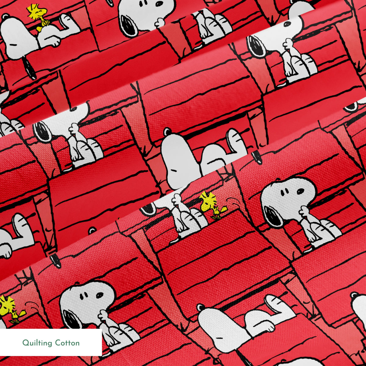 Peanuts Snoopy and Woodstock Red Doghouse | Fabric by the Yard