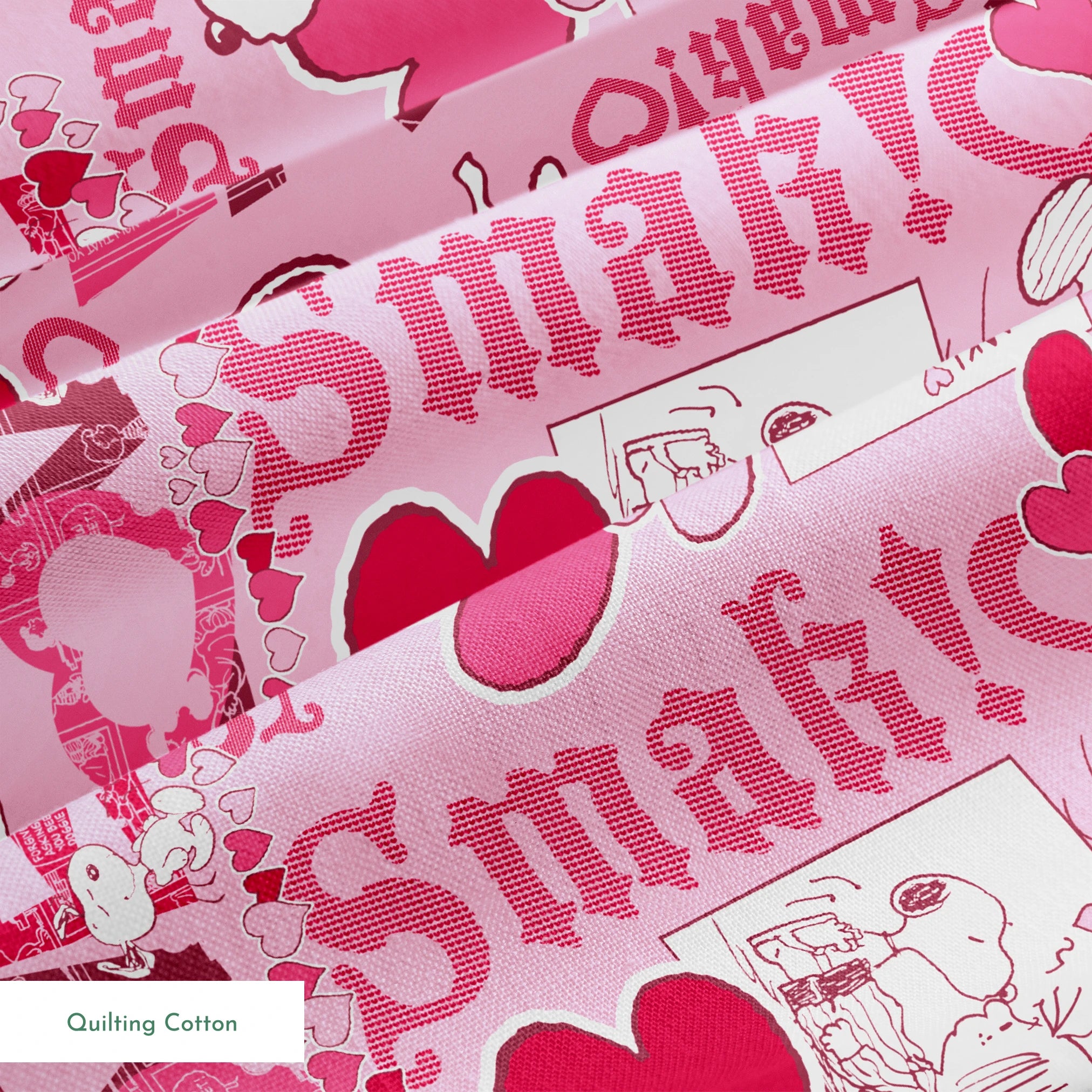 Peanuts Snoopy Love Pink Fabric