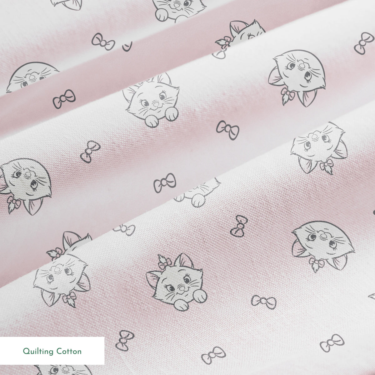 Cute cartoon cat faces with bows pattern on light pink background springs quiltingcotton texture