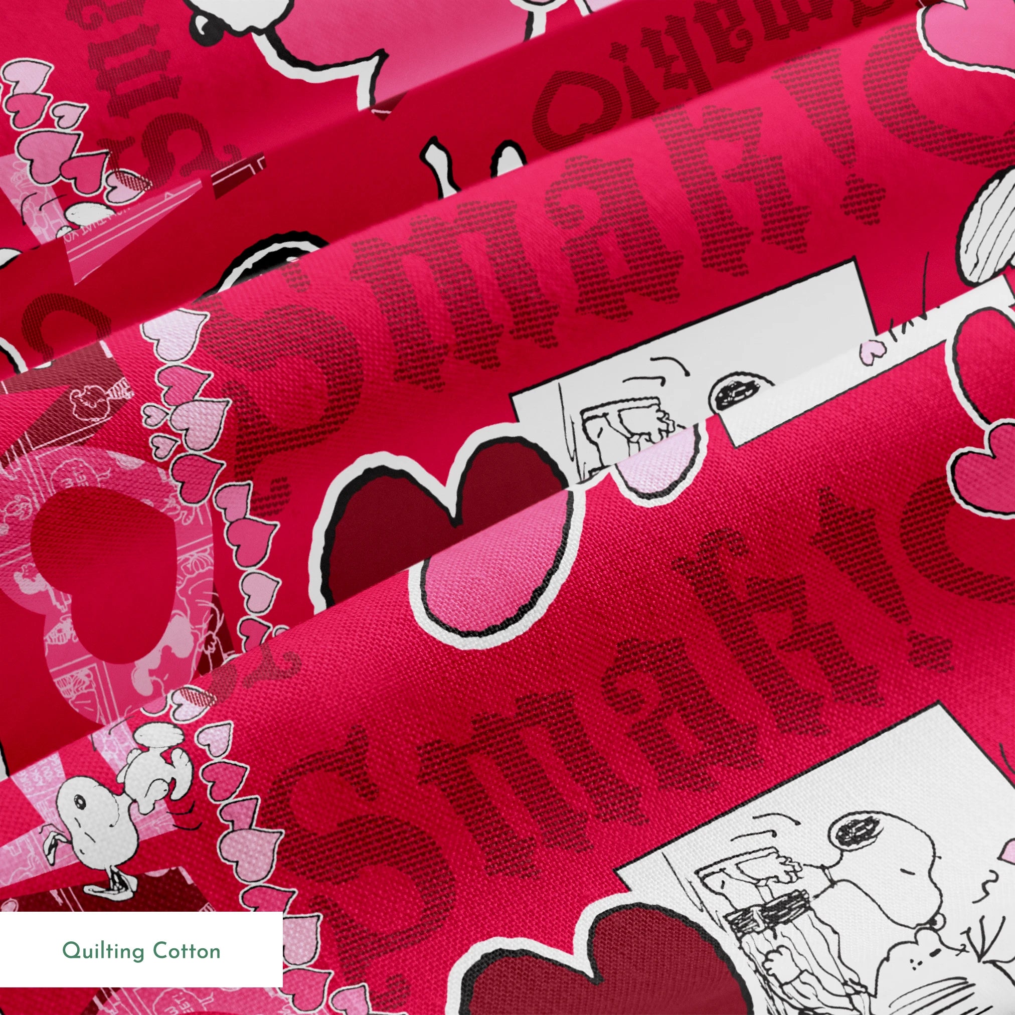 Peanuts Snoopy Love Red Fabric