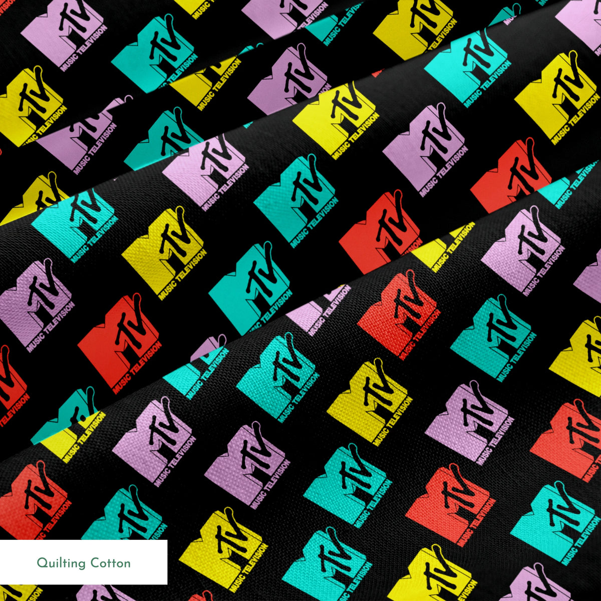 Paramount MTV  Colorful Logo Toss on Black Fabric