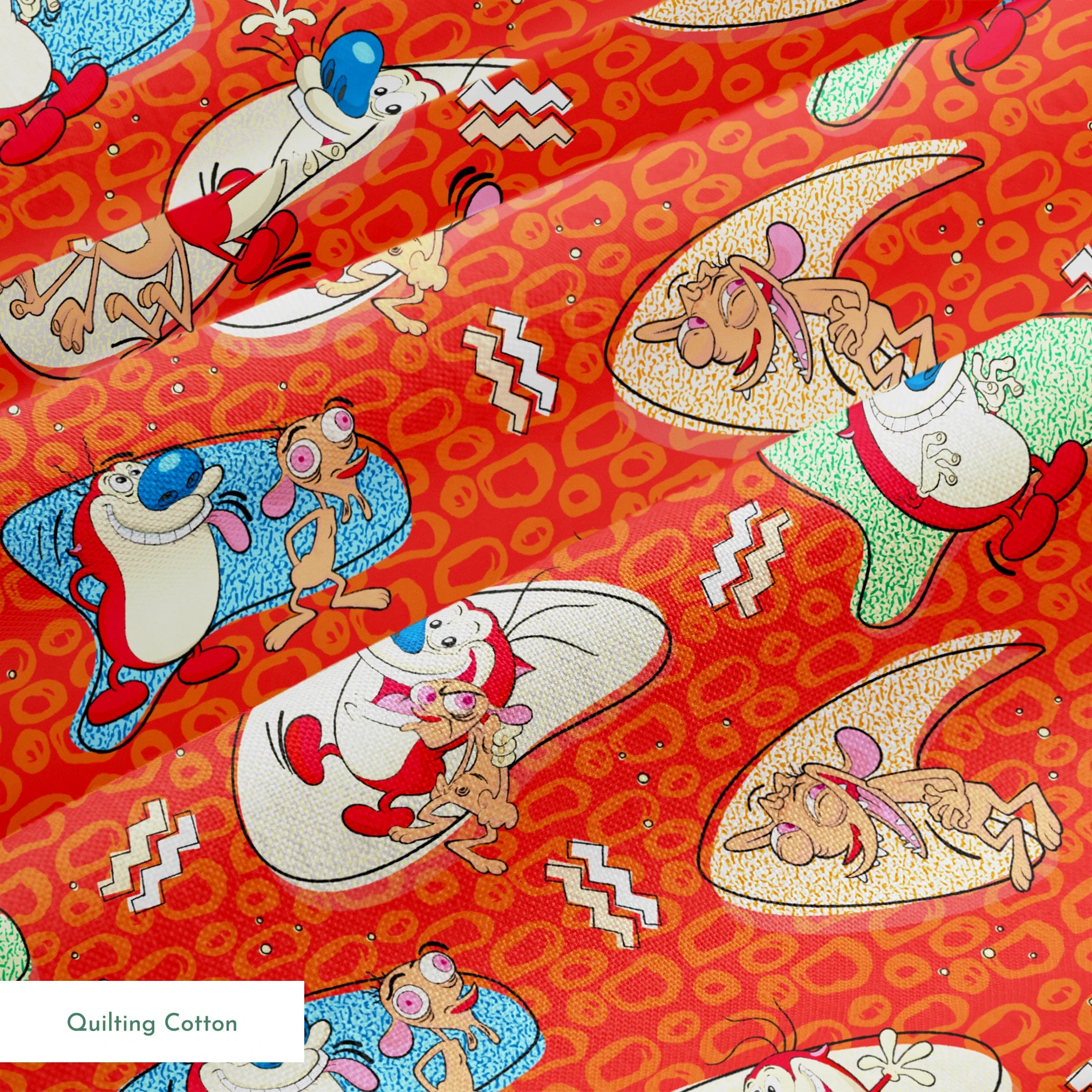 Ren & Stimpy Retro Graphics on Orange Fabric