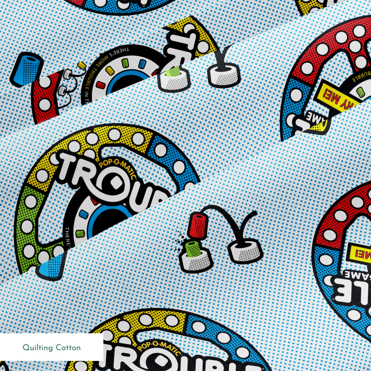 Hasbro Trouble Toss on Blue Fabric