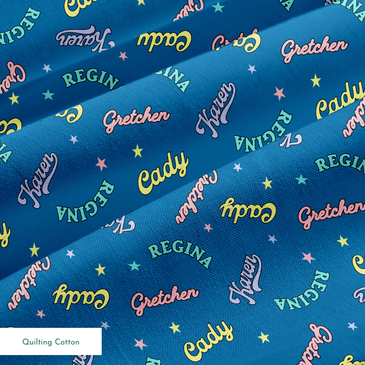 Paramount Mean Girls  Plastics Name Toss on Blue Fabric