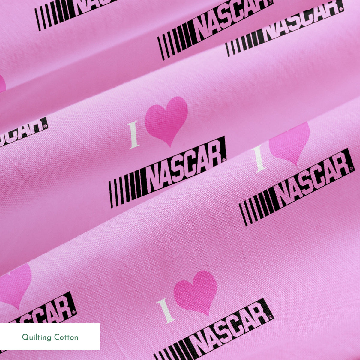 NASCAR® Retro I Love Racing Pink Fabric