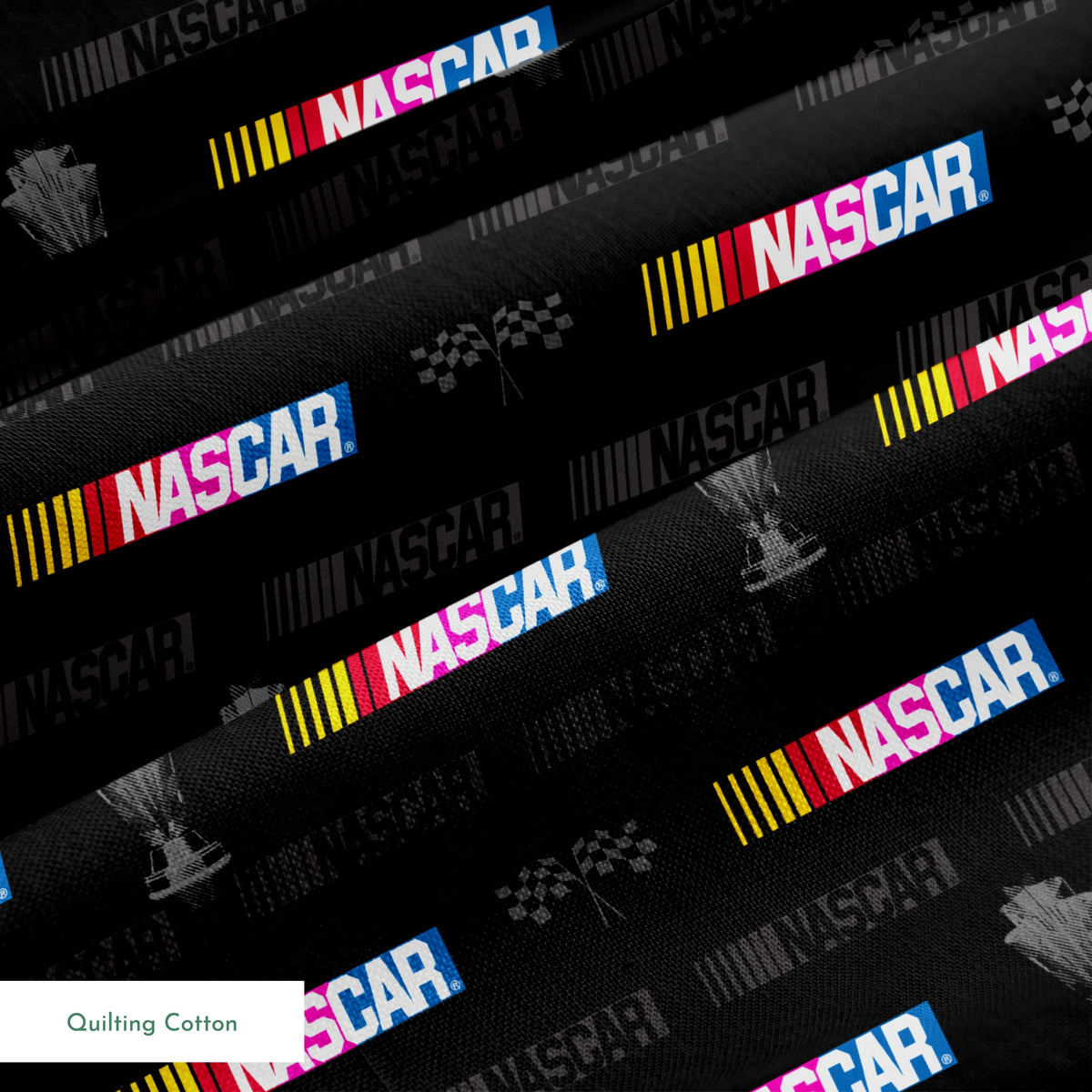 NASCAR® Retro Champions on Black Fabric