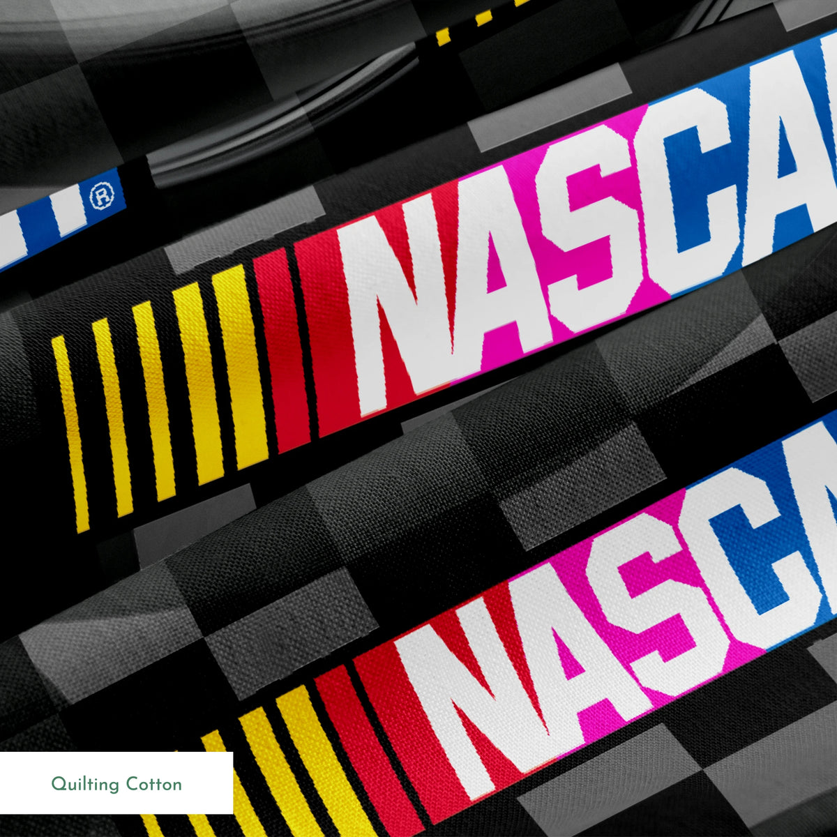 NASCAR® Retro Checkered Flag and Logo Toss Fabric