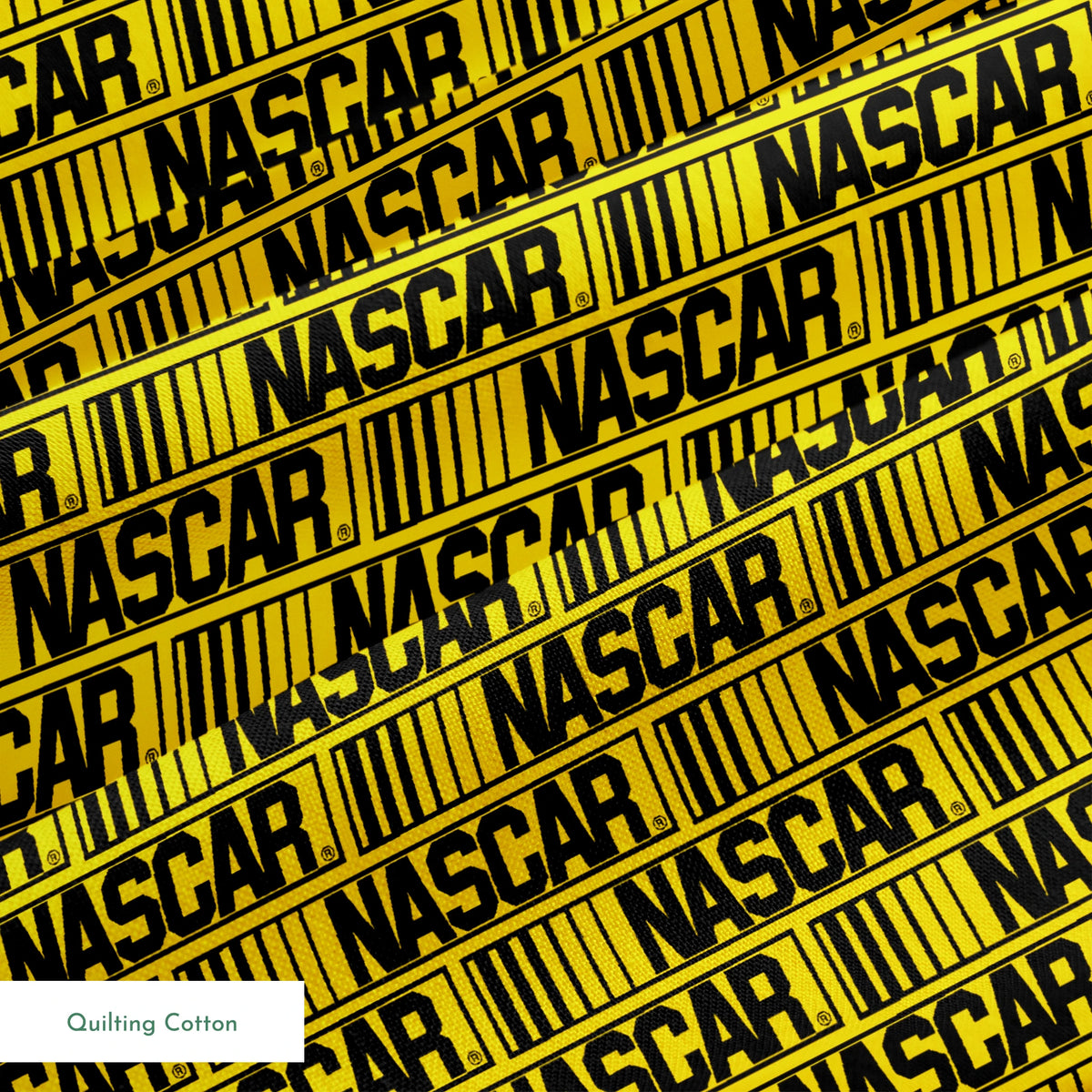 NASCAR® Retro Logo on Yellow Stripes Fabric