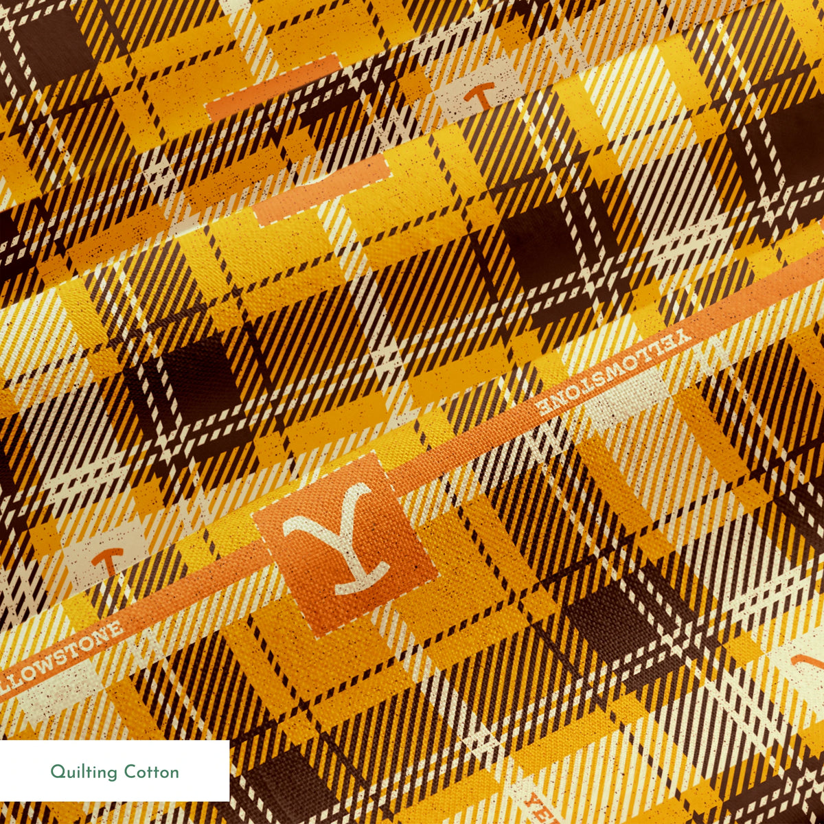 Paramount Yellowstone Rustic Plaid on Yellow Fabric