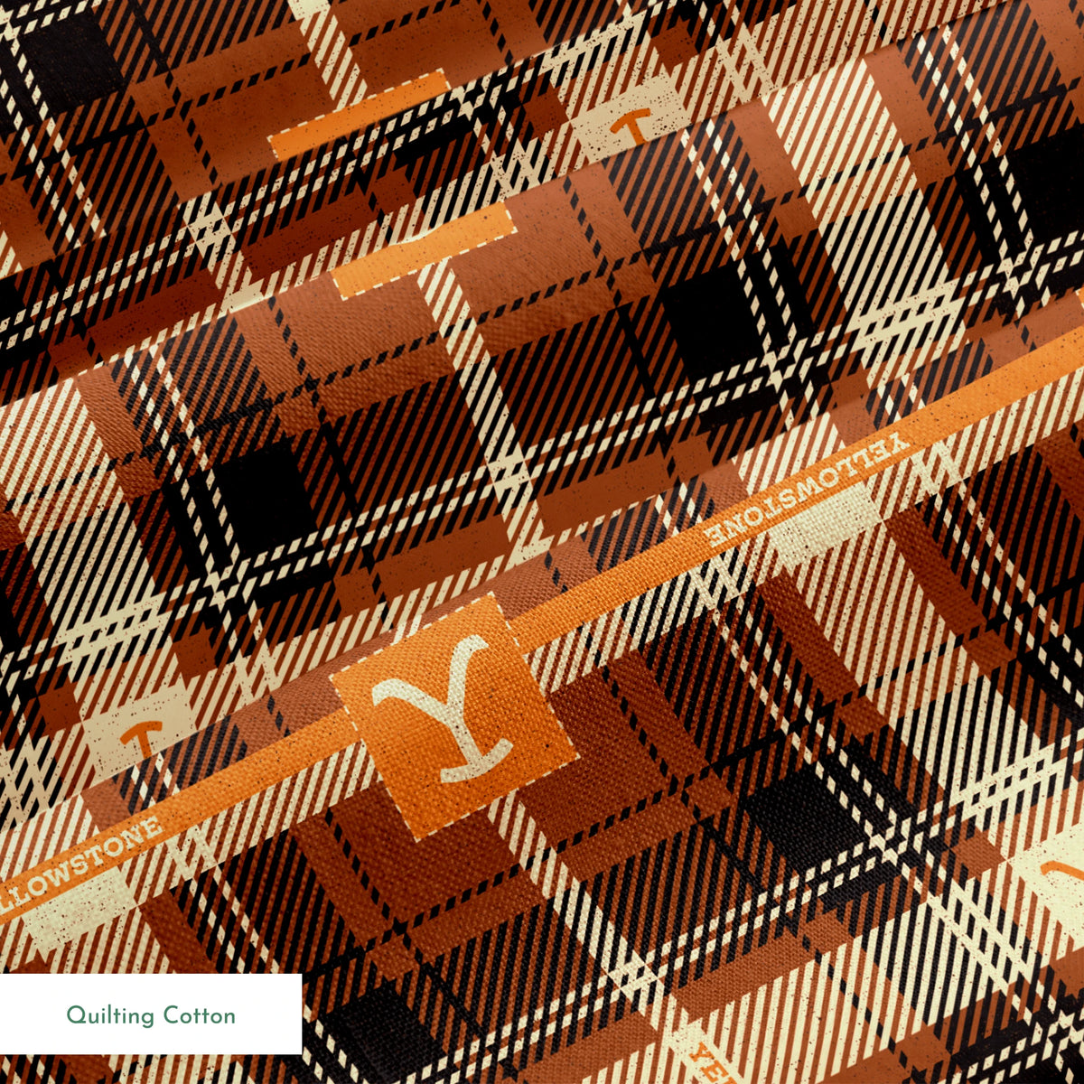 Paramount Yellowstone Rustic Plaid on Rust Fabric