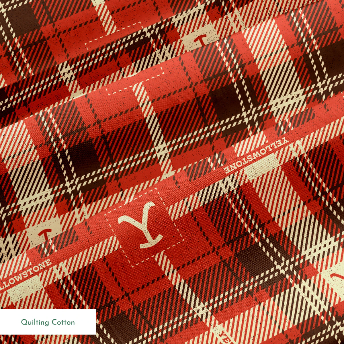 Paramount Yellowstone Rustic Plaid on Red Fabric
