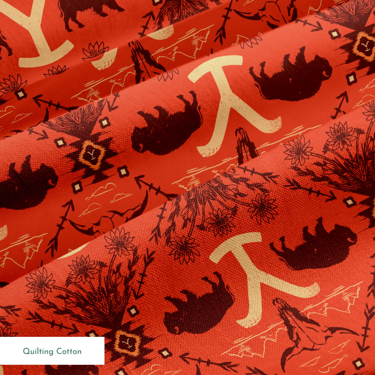 Paramount Yellowstone Bison Argyle on Burnt Orange Fabric
