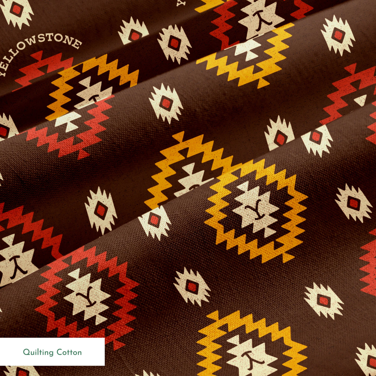 Paramount Yellowstone Tribal Medallions on Brown Fabric