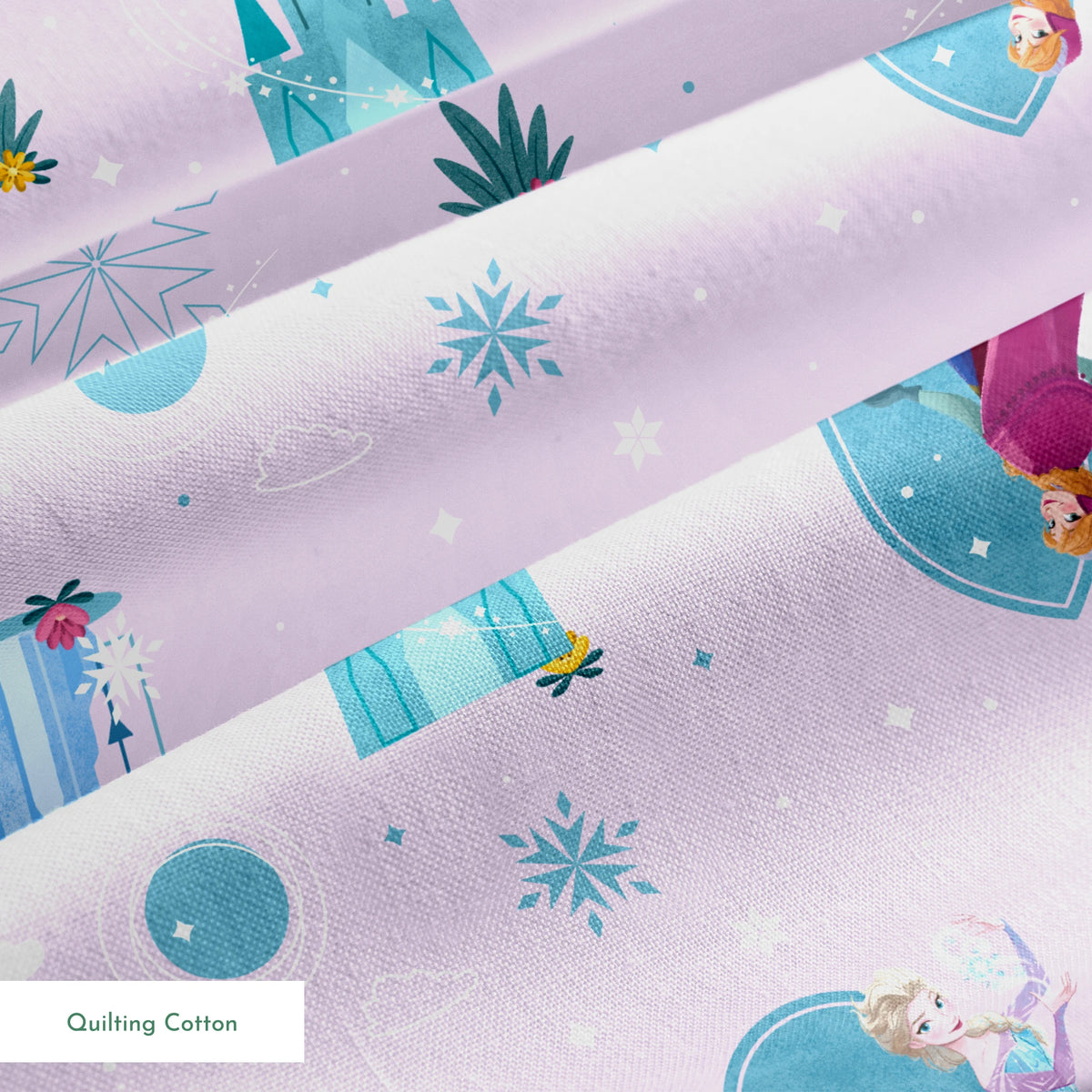 Disney Frozen Falling Snow on Lavender Fabric