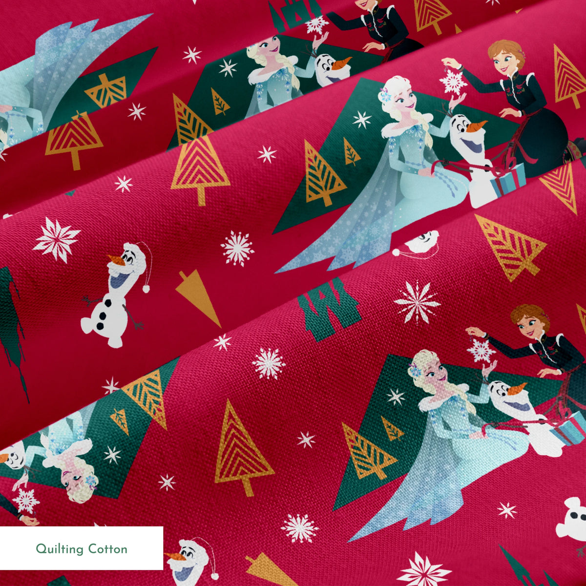 Disney Frozen  Holiday Tidings on Red Fabric