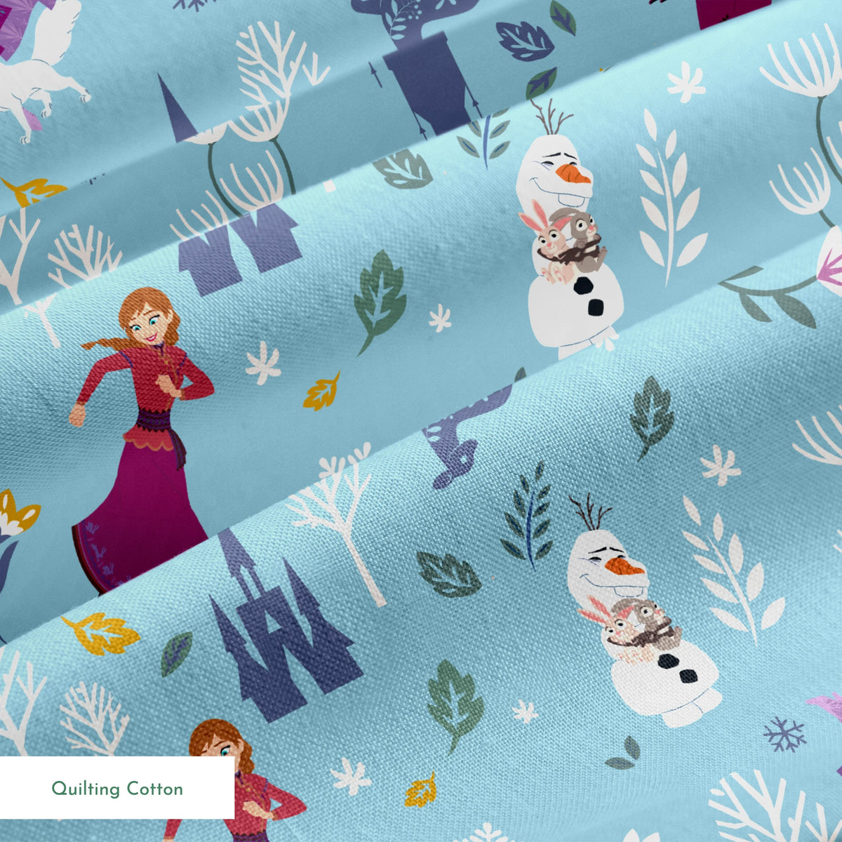 Disney Frozen  Winter Adventure on Blue Fabric