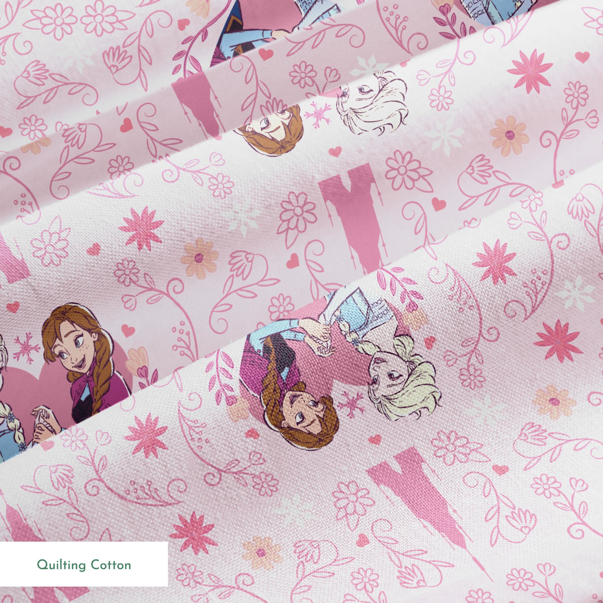Disney Frozen  Sisterly Bond on Pink Fabric