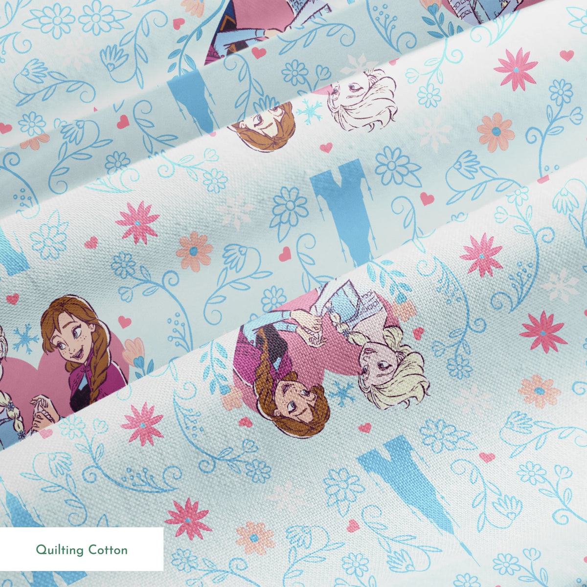 Disney Frozen  Sisterly Bond on Blue Fabric