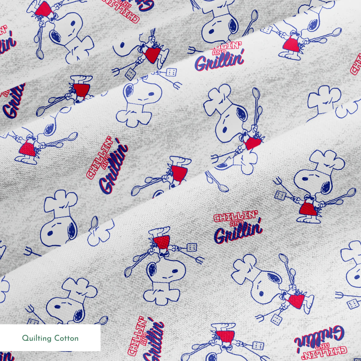 Peanuts Snoopy Chef Grillin' Gray Fabric