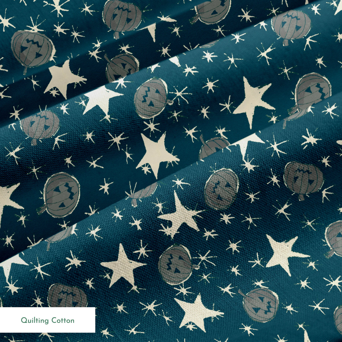 Pumpkins on Haunted Night Fabric