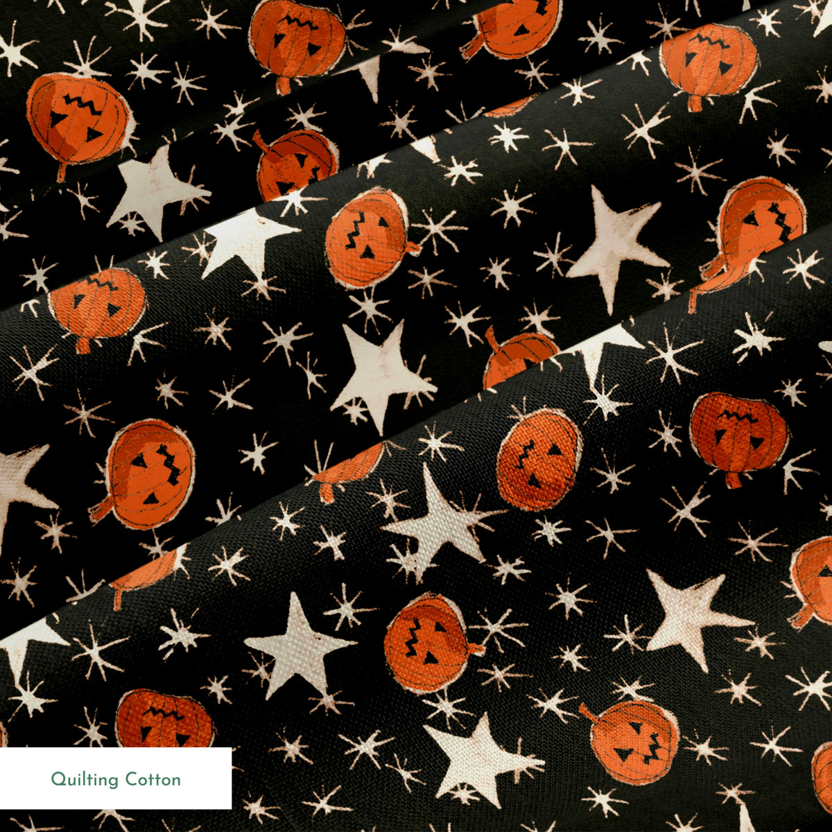 Pumpkins on Black Days Fabric