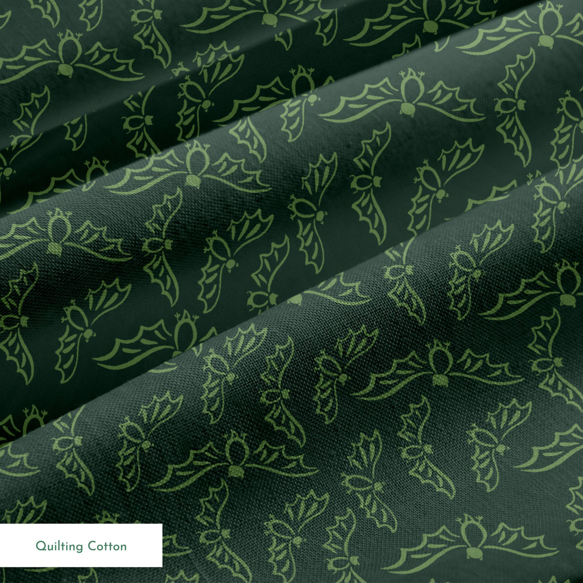 Flying Bats on Midnight Moss Fabric