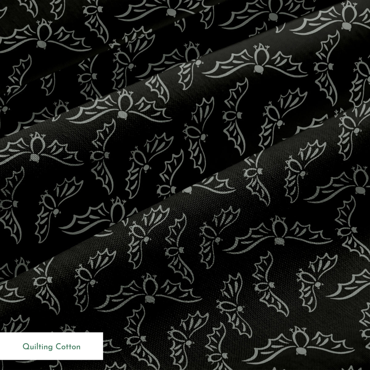 Flying Bats on Black Days Fabric