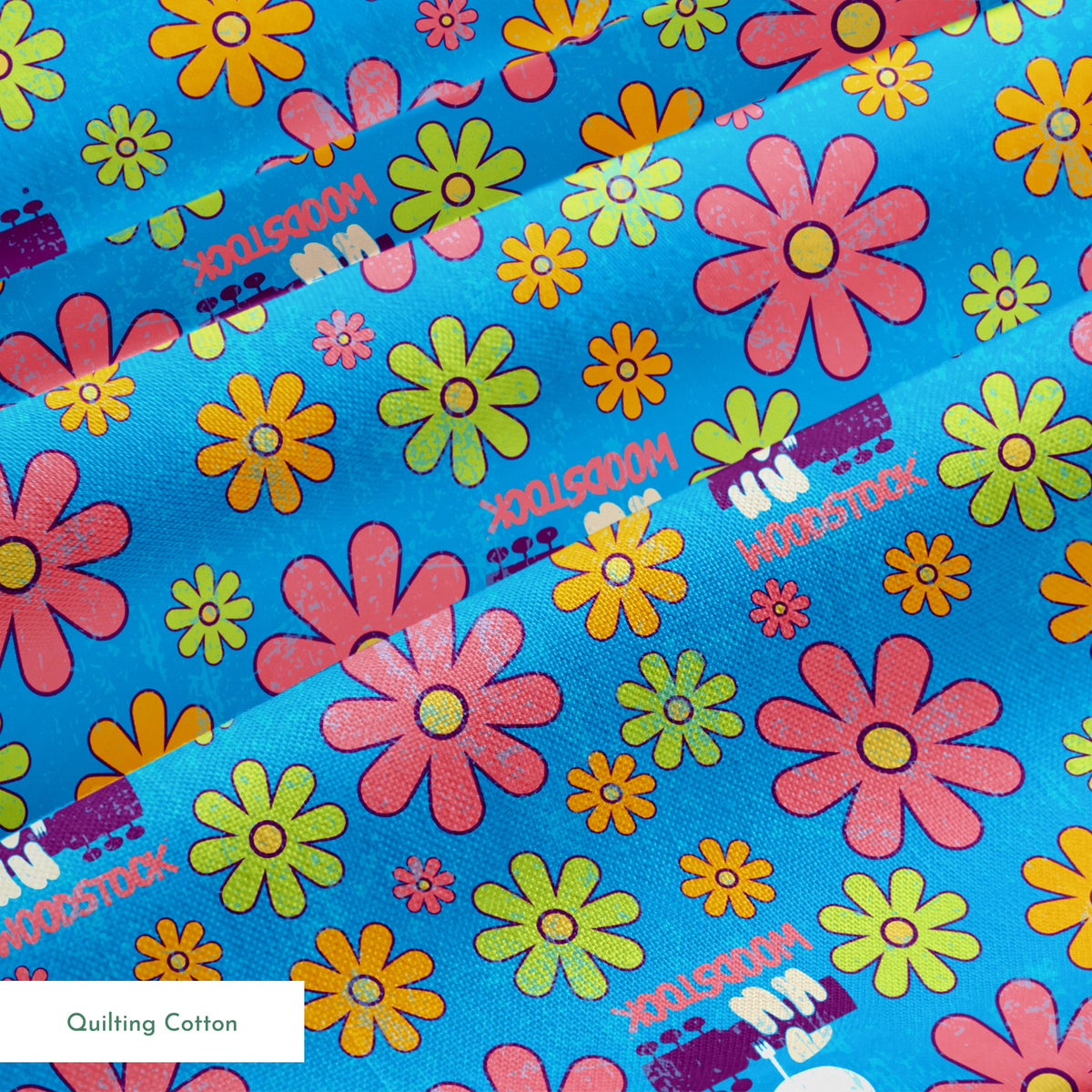 Woodstock Florals on Blue Fabric