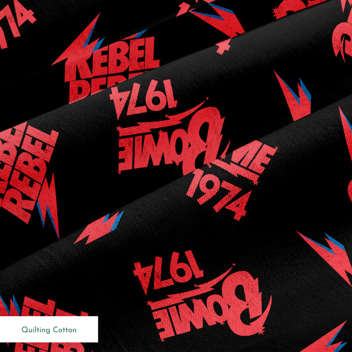 David Bowie Rebel Rebel 1974 on Black Fabric