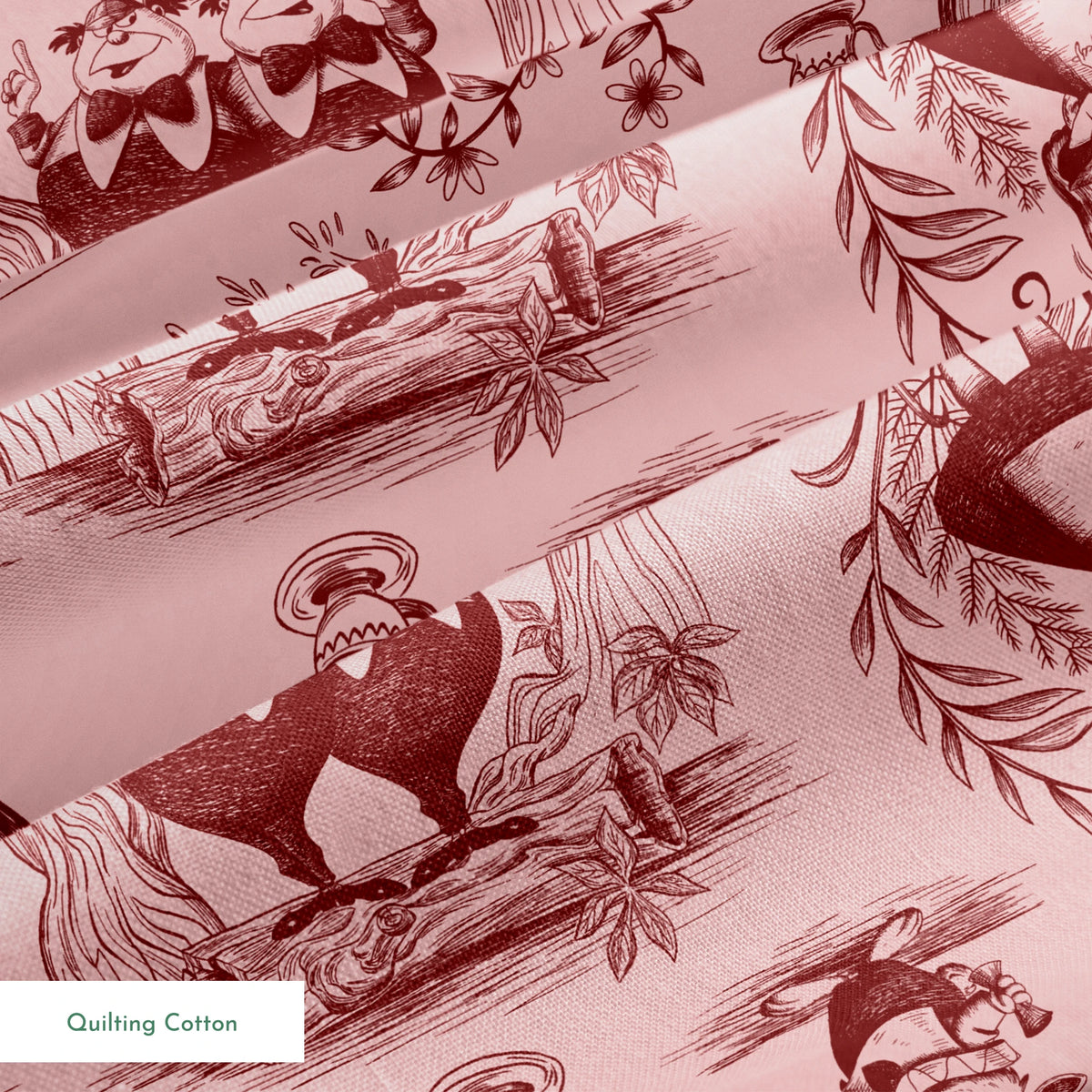 Disney Alice in Wonderland  Curiouser and Curiouser on Pink Fabric