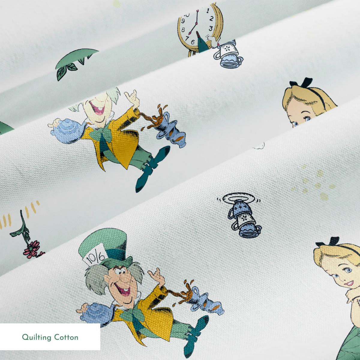 Disney Alice in Wonderland Green Whimsy Fabric