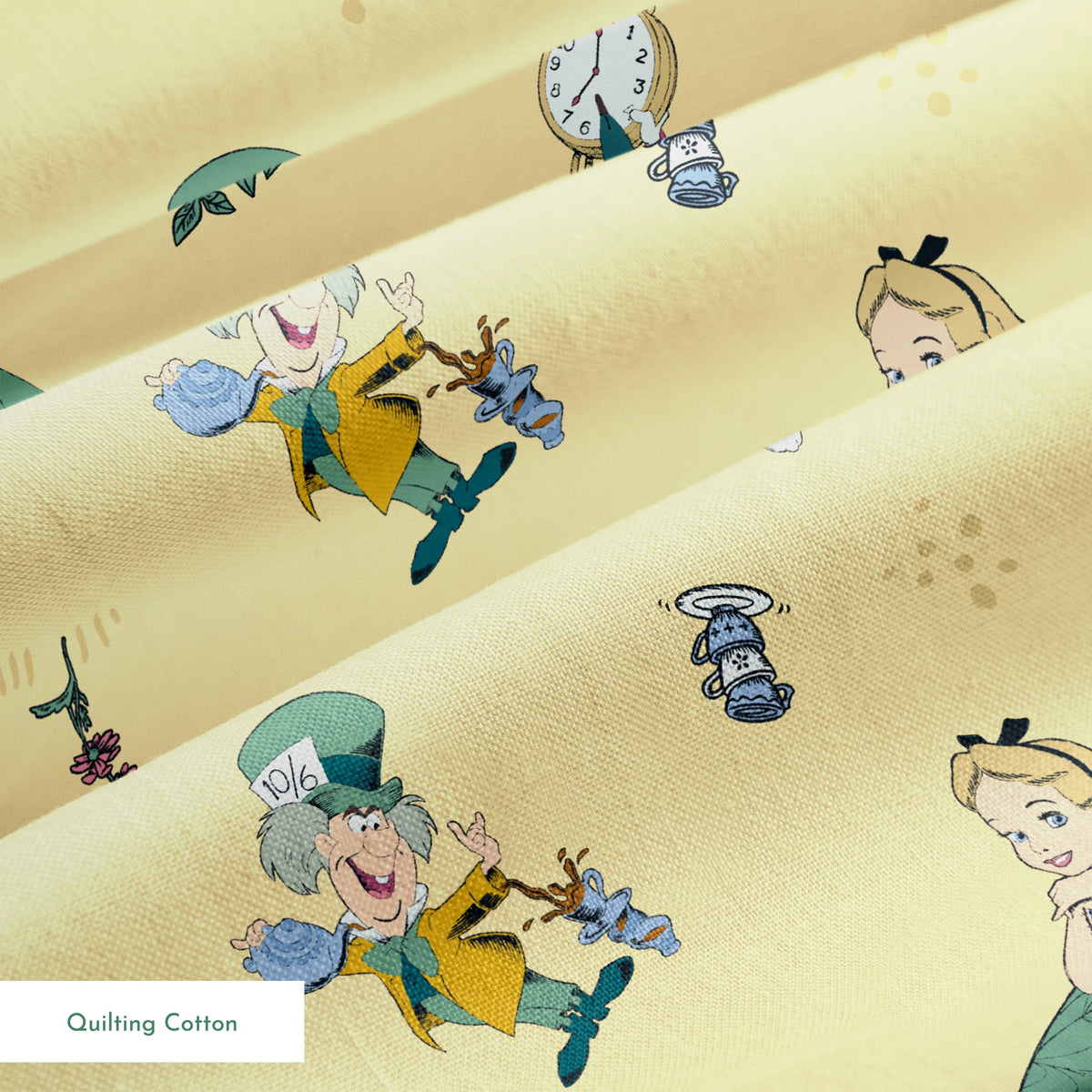 Disney Alice in Wonderland Yellow Whimsy Fabric