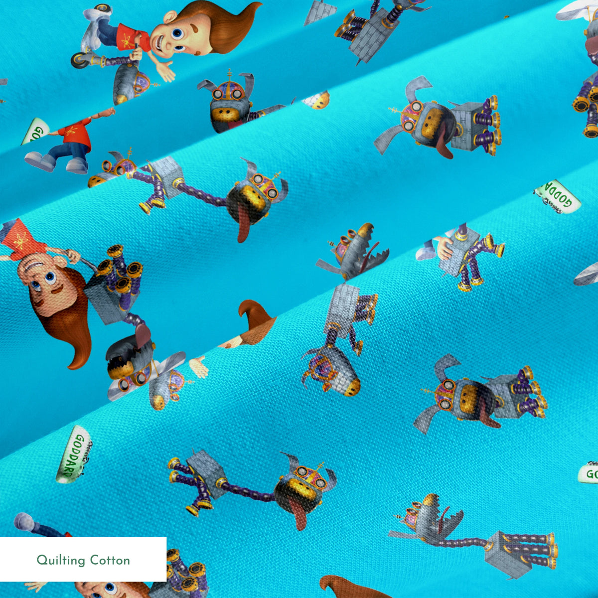Paramount Jimmy Neutron Best Buds on Blue Fabric