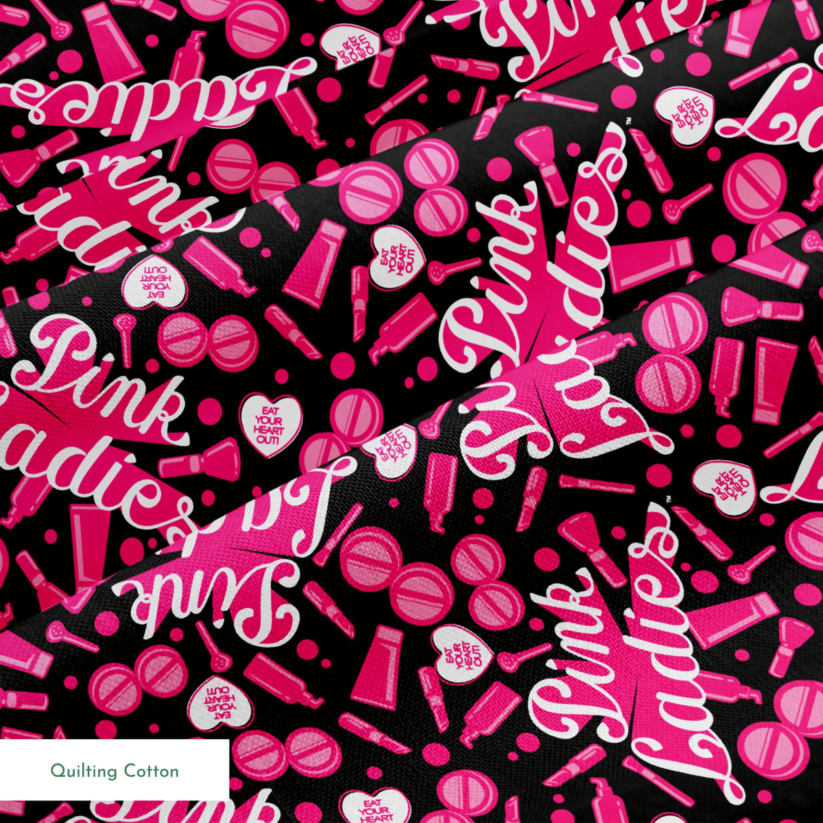 Paramount Grease  Pink Ladies Makeup Toss on Black Fabric