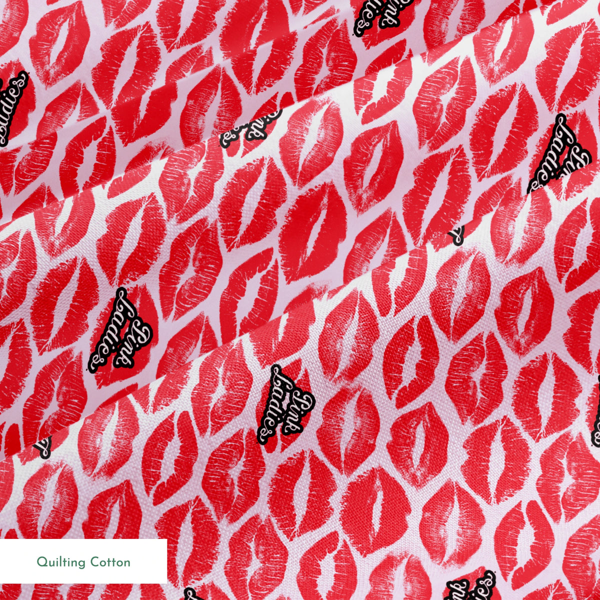 Paramount Grease  Pink Ladies Lipstick on Red Fabric