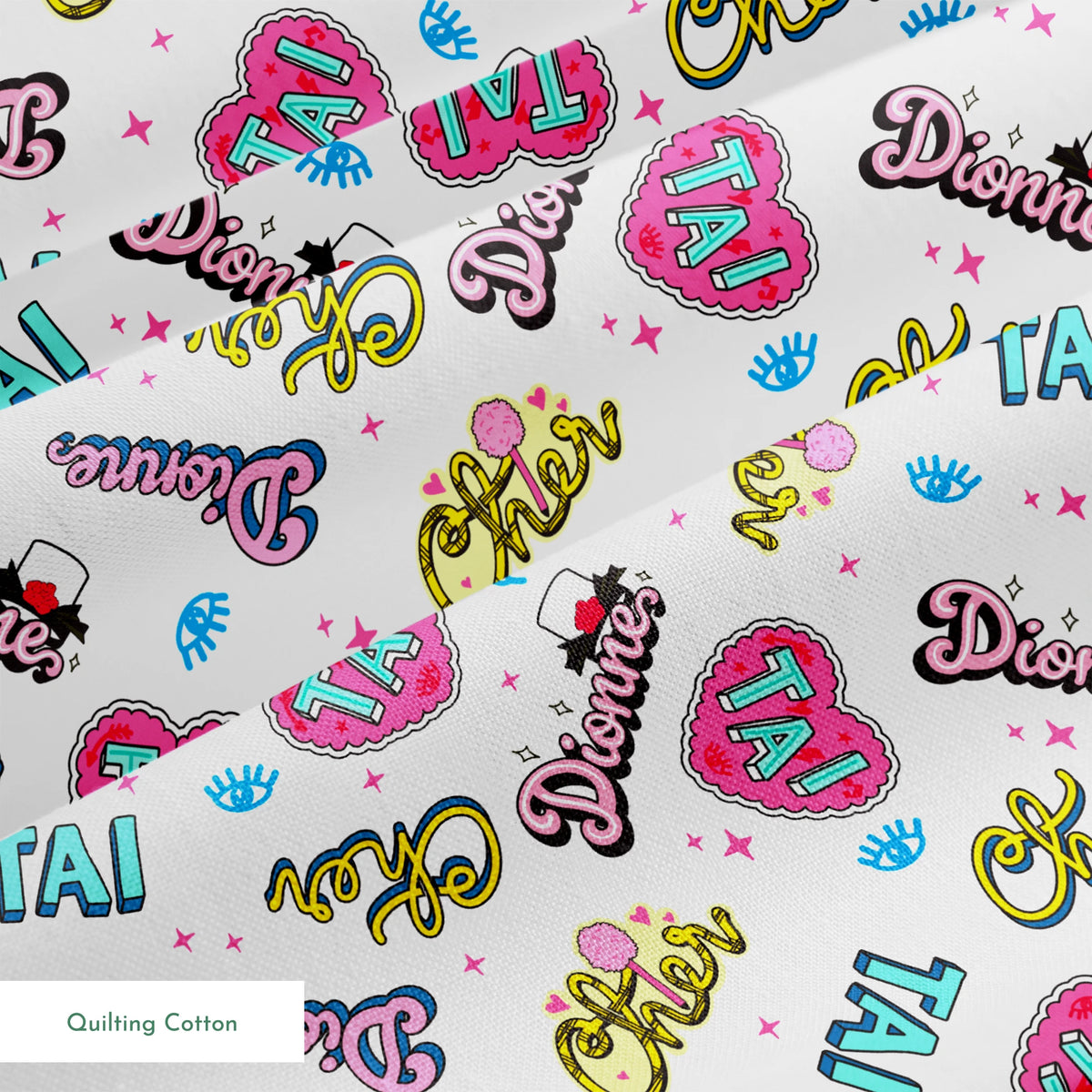 Paramount Clueless  Character Names on White Fabric