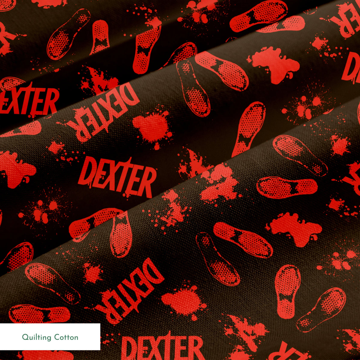 Showtime Dexter Blood Splatter on Black Fabric