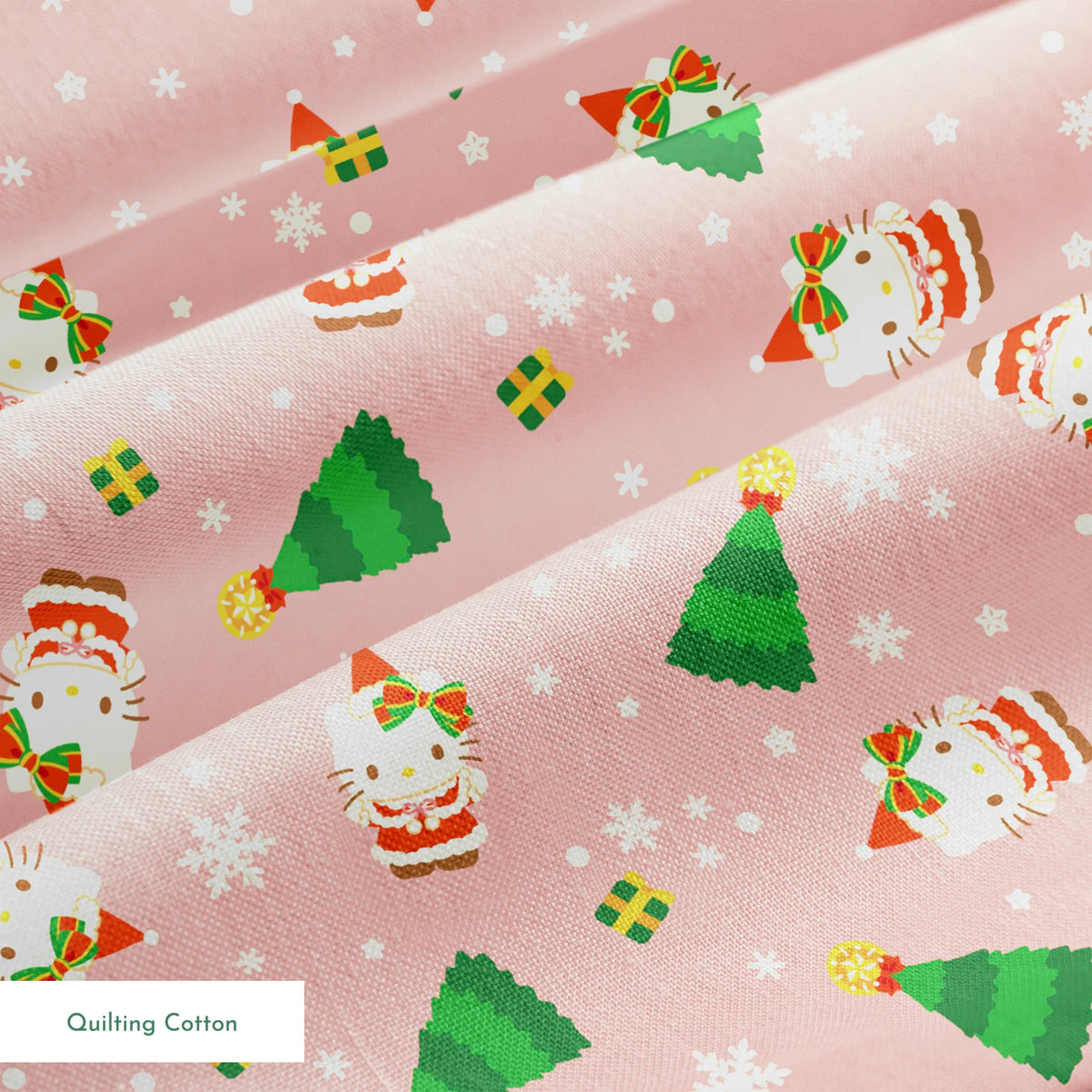 Hello Kitty® Christmas Tree Toss on Pink Fabric