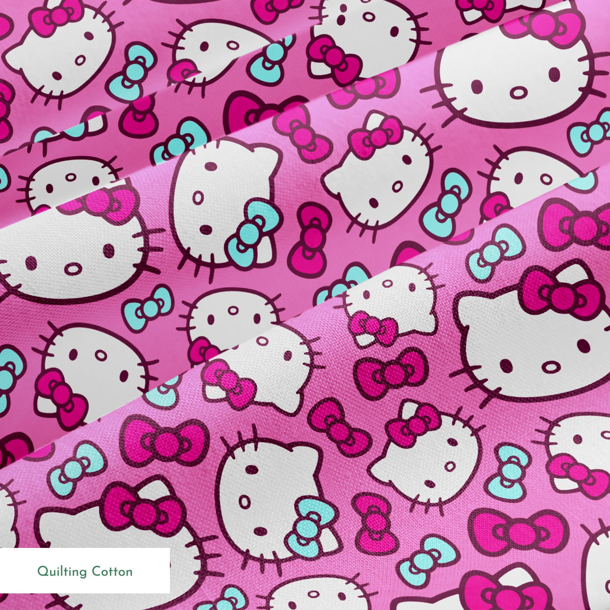 Hello Kitty® Pink and Blue Bows Fabric