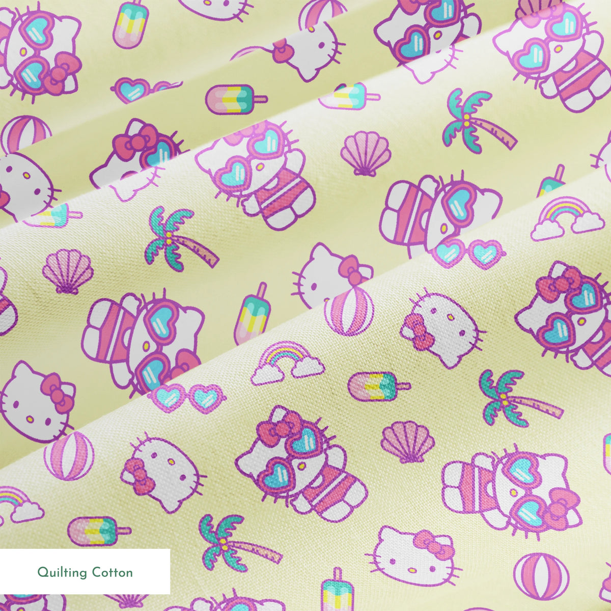 Hello Kitty® Beach Day Fun on Yellow Fabric